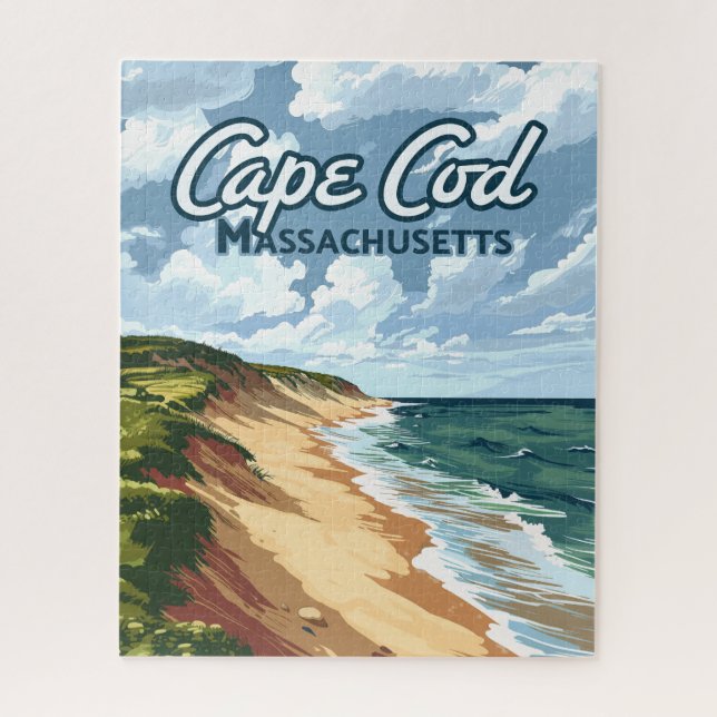 Cape Cod Beach Strand Massachusetts Blau  Puzzle (Vertikal)