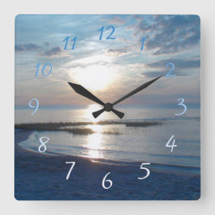 Cape Cod Beach Sunset Square Wall Clock Quadratische Wanduhr