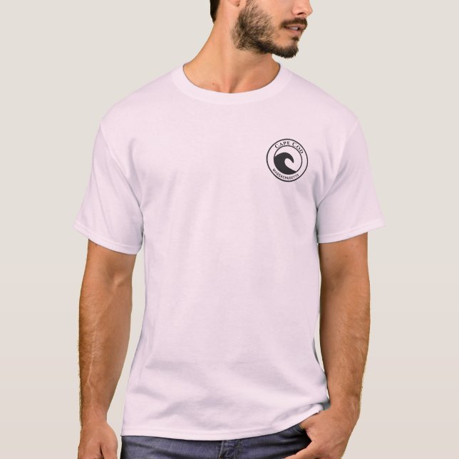 Cape Cod Black Ocean Wave Circle Design T-Shirt (Vorderseite)