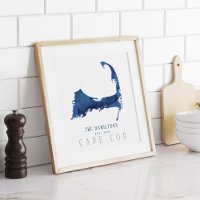 Cape Cod Blue Watercolor Map Familie etabliert