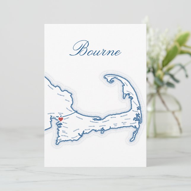 Cape Cod Bourne Hochzeitstisch Namenskarte Einladung (Stehend Vorderseite)