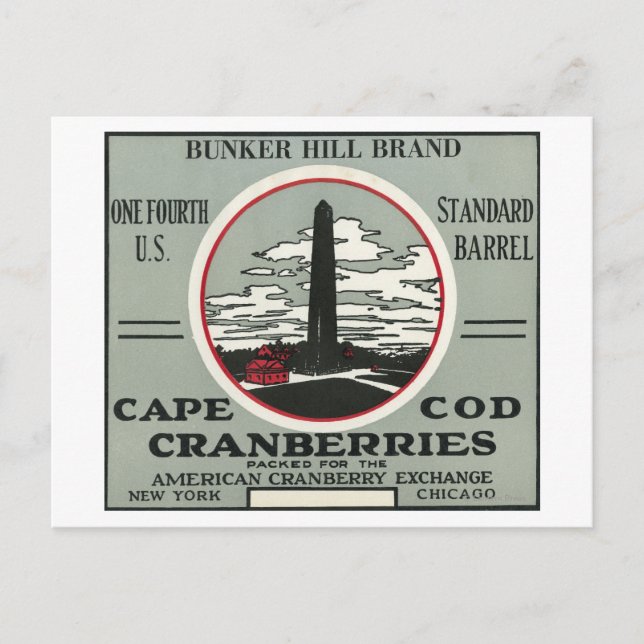 Cape Cod Bunker Hill Brand Cranberry Label Postkarte (Vorderseite)