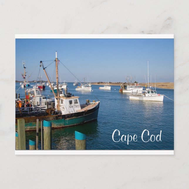 Cape Cod Chatham Masseboote in Bay Post Card Postkarte (Vorderseite)