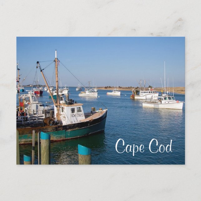 Cape Cod Chatham Masseboote in Bay Post Card Postkarte (Vorderseite)