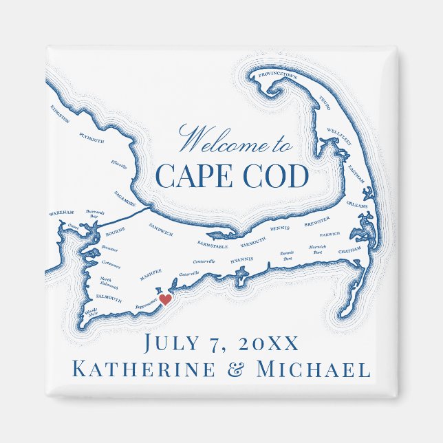 Cape Cod Destination Hochzeitsgeschenk Magnet (Vorne)