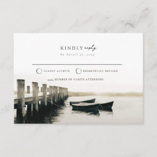 Cape Cod Dock Mail Back Moody Coastal RSVP-Karte Begleitkarte