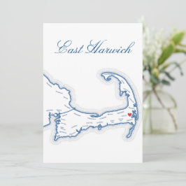 Cape Cod East Harwich Karte Hochzeit Tisch Namensk
