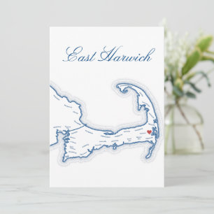 Cape Cod East Harwich Karte Hochzeit Tisch Namensk