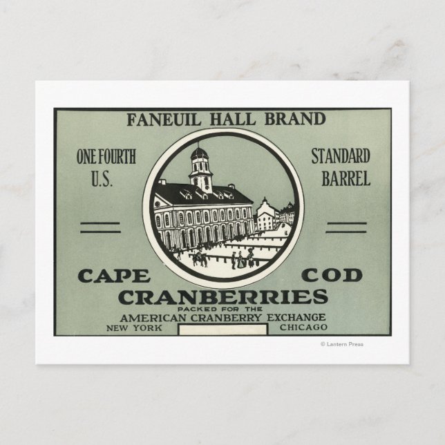Cape Cod Faneuil Hall Brand Cranberry Label Postkarte (Vorderseite)