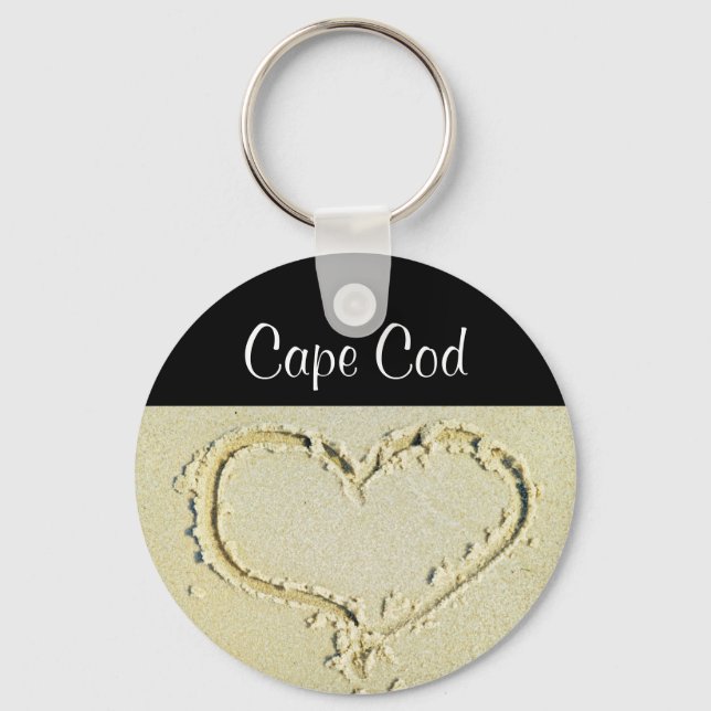 Cape Cod Heart on a Sandy Beach Key Chain Schlüsselanhänger (Vorderseite)