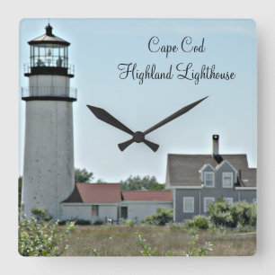 Cape Cod-Hochland-Leuchtturm-Quadrat-Wanduhr Quadratische Wanduhr