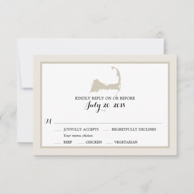 Cape Cod | HochzeitsrSVP mit Menü RSVP Karte (Vorderseite)