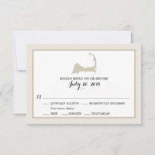 Cape Cod   HochzeitsrSVP mit Menü RSVP Karte