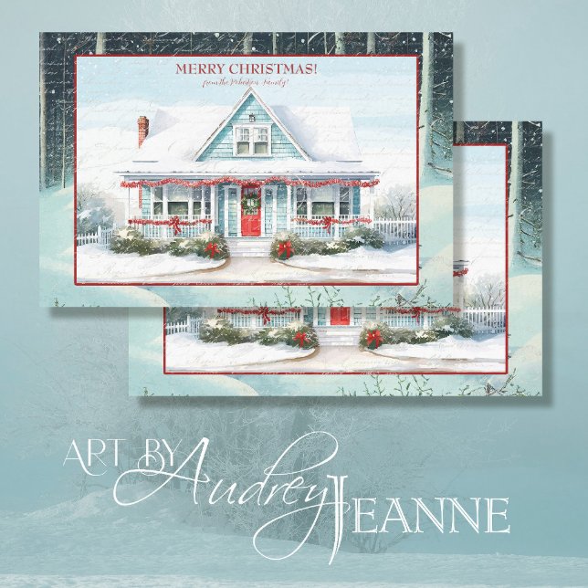 Cape Cod House Frohe Weihnachtsschnee Schneebäume Seidenpapier (Von Creator hochgeladen)