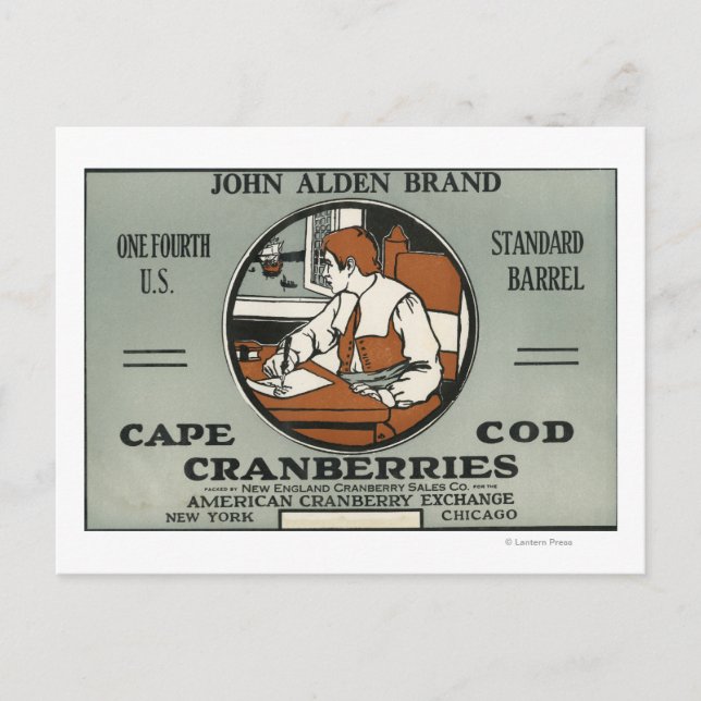 Cape Cod John Alden Brand Cranberry Label Postkarte (Vorderseite)