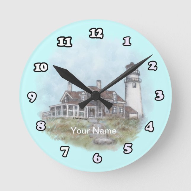 Cape Cod Leuchtturm-Uhr Runde Wanduhr (Vorderseite)