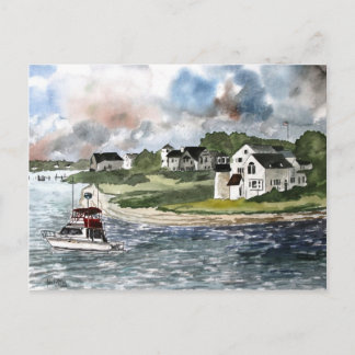 Cape Cod Lighthouse und Fischerboot Postkarte