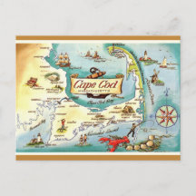 Cape Cod MA Retro-Postkarte