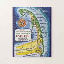 Cape Cod  Ma Vintage 11x14 Karte Puzzle
