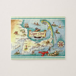 Cape Cod MA Vintage-Kartenpuzzle Puzzle