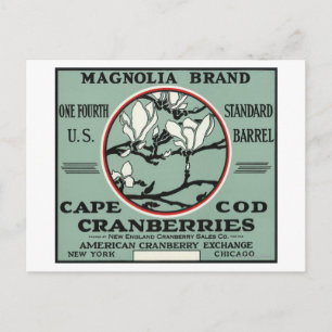 Cape Cod Magnolia Marke Cranberry Label Postkarte