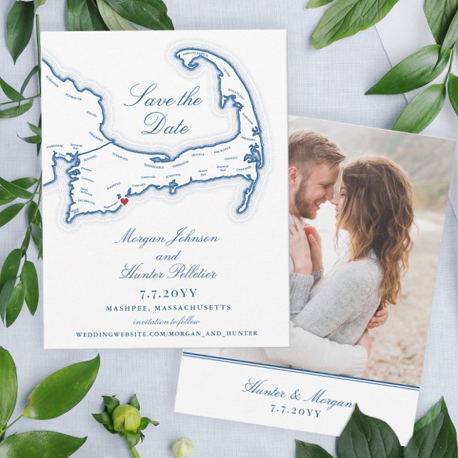 Cape Cod Map Elegante Hochzeit in Urlaubsort Save The Date (These Elegant Cape Cod Save the Dates are perfect for your destination wedding on the Cape!)