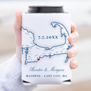Cape Cod Map Gastgeschenk Hochzeit Drink Holder Dosenkühler