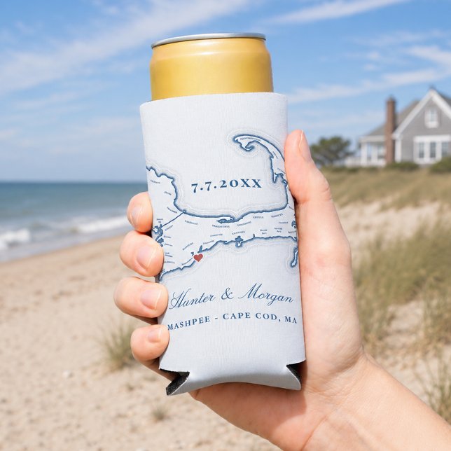 Cape Cod Map Gastgeschenk Hochzeit Drink Holder Selters Dosenkühler (Club at New Seabury Wedding Coozie featuring a Cape Cod Map by Coastal Map Designs
)