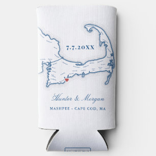 Cape Cod Map Gastgeschenk Hochzeit Drink Holder Selters Dosenkühler