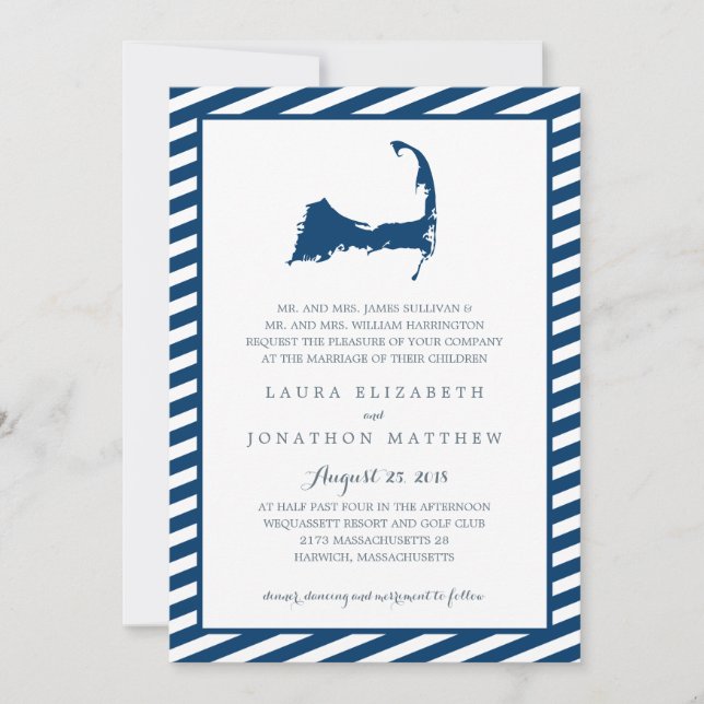 Cape Cod Map | Hochzeit Einladung (Vorderseite)