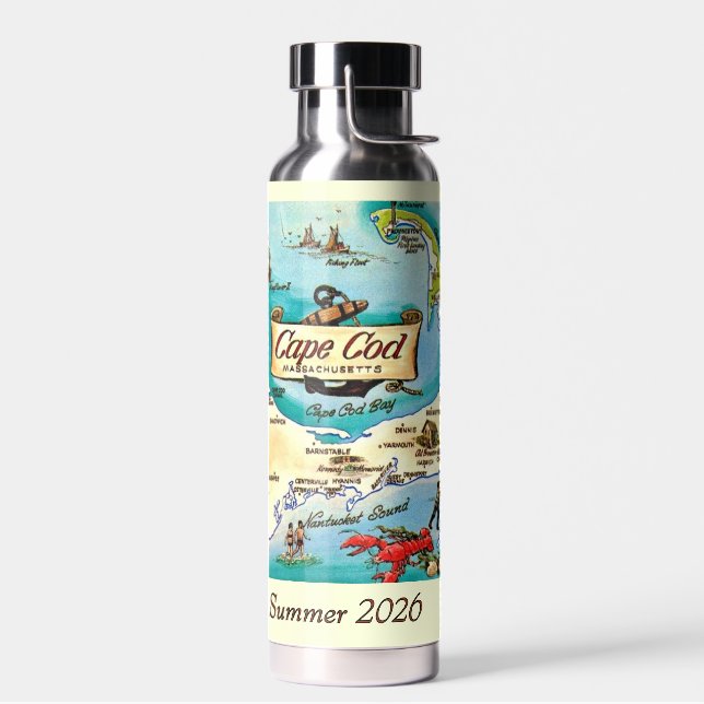 Cape Cod Mass Karte Individuelle Wasserflasche Trinkflasche (Links)