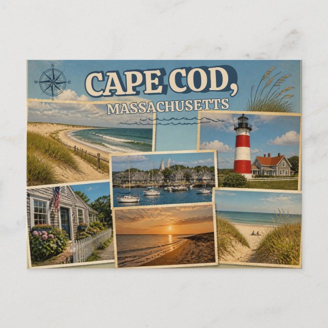 Cape Cod Mass. Postkarte (Vorderseite)