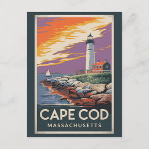 Cape Cod Massachusetts Illustration Reise Kunst Postkarte