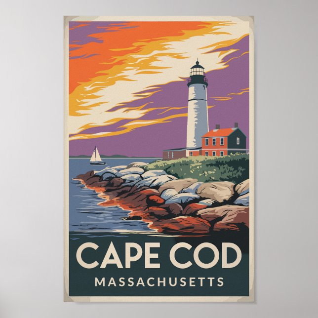 Cape Cod Massachusetts Illustration Reisen Poster (Vorne)