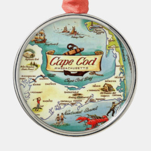 Cape Cod Massachusetts Karte Ornament Aus Metall
