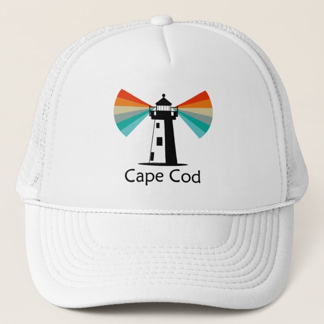 Cape Cod Massachusetts Leuchtturm Regenbogen Truckerkappe (Vorderseite)