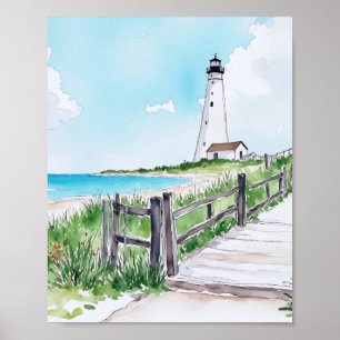 Cape Cod Massachusetts Lighthouse Wasserfarbe Poster