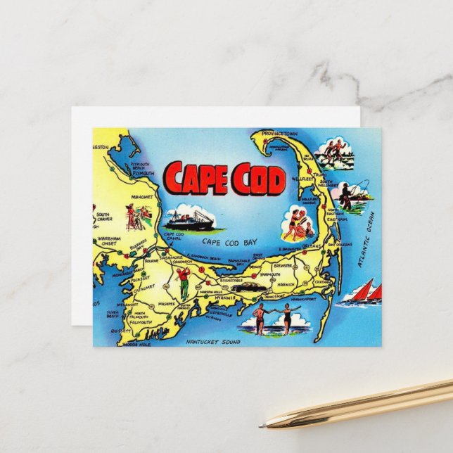 Cape Cod Massachusetts Postkarte (Vorderseite/Rückseite Beispiel)