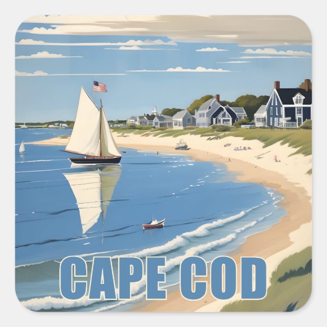 Cape Cod Massachusetts Quadratischer Aufkleber (Vorderseite)