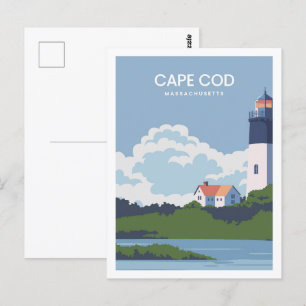 Cape Cod Massachusetts Reiseort Illustration Postkarte