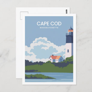 Cape Cod Massachusetts Reiseziel Illustration Postkarte