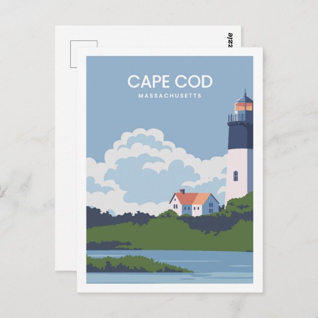 Cape Cod Massachusetts Reiseziel Illustration Postkarte (Vorne/Hinten)