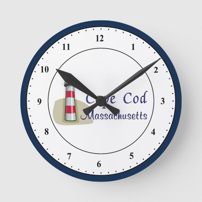 Cape Cod Massachusetts Round Clock Runde Wanduhr (Vorderseite)