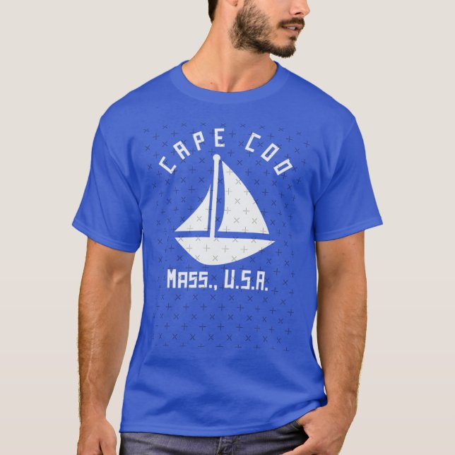 Cape Cod Massachusetts Segelboot Weißer Text T-Shirt (Vorderseite)