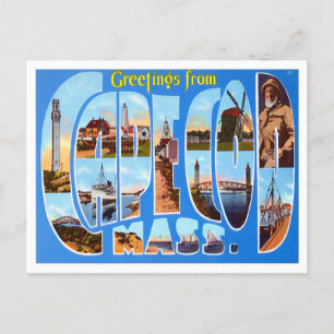 Cape Cod, Massachusetts Vintage Große Buchstaben P Postkarte