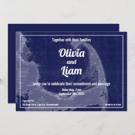 Cape Cod Massachusetts Vintage Karte Einladung Hoc