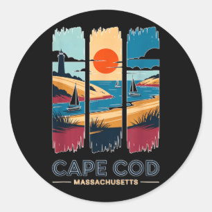 Cape Cod Massachusetts Vintage Reise Segelboot Str Runder Aufkleber