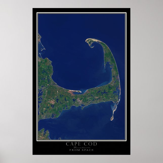 Cape Cod Massachusetts von Space Satellite Map Poster (Vorne)