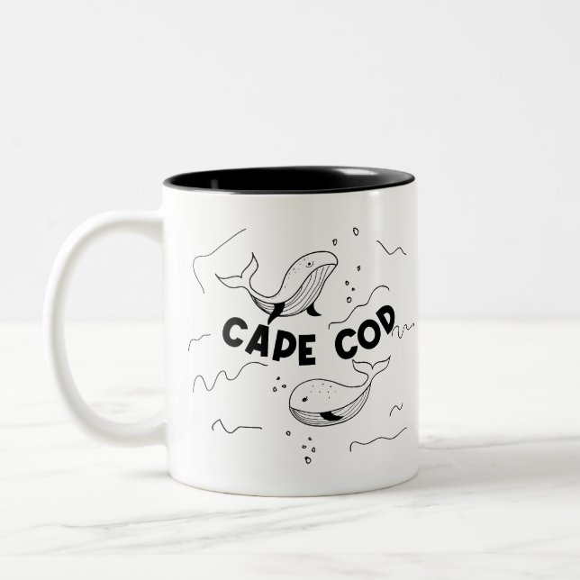 Cape Cod Massachusetts Wale Zweifarbige Tasse (Links)