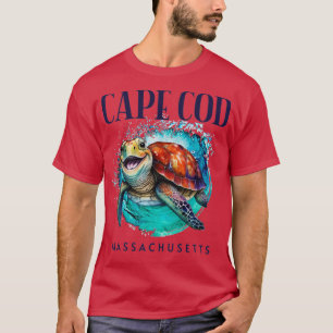 Cape Cod Massachusetts Wasserfarbe Happy Sea Turtl T-Shirt